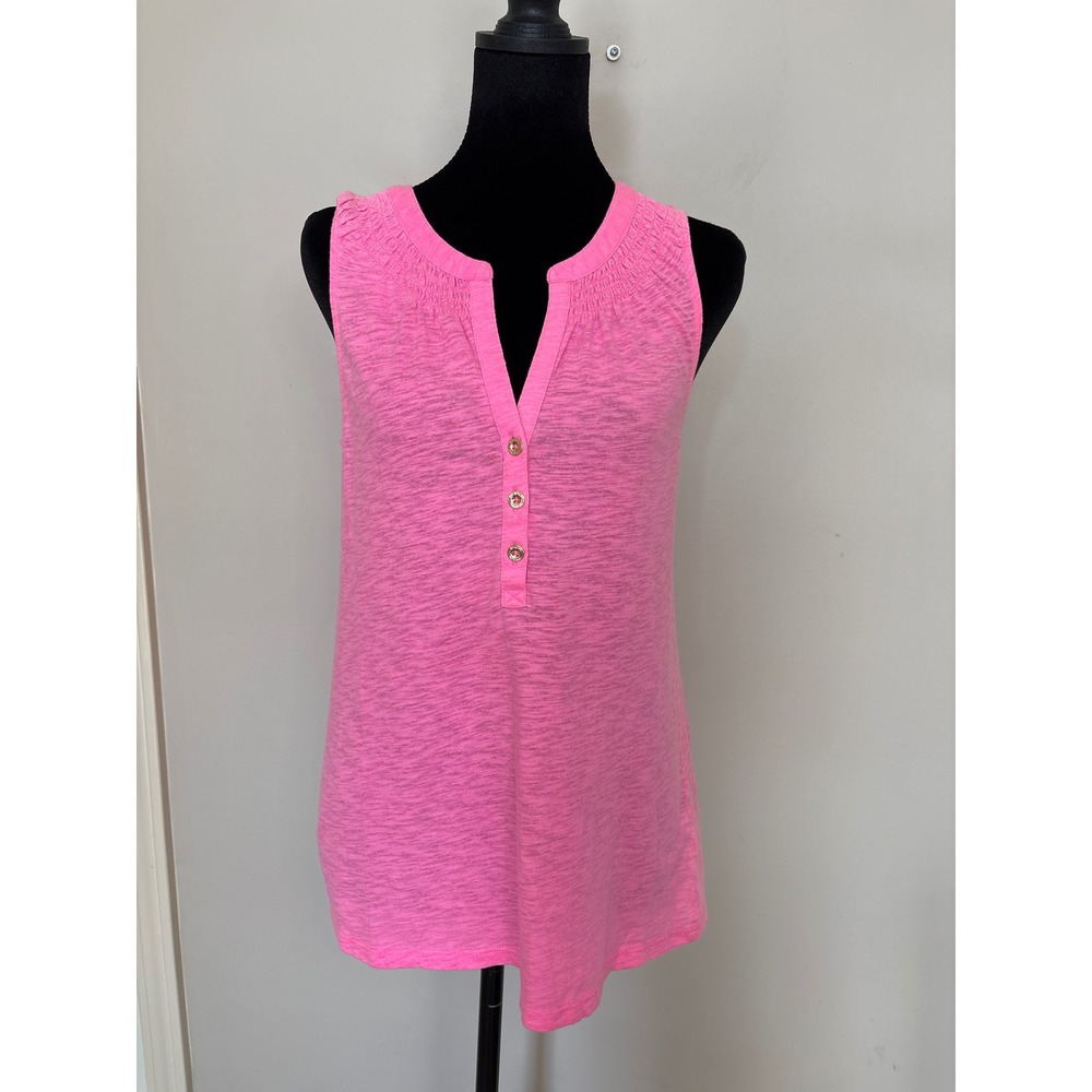 Lilly Pulitzer Essie Pink Sleeveless Cotton Tunic Top Medium